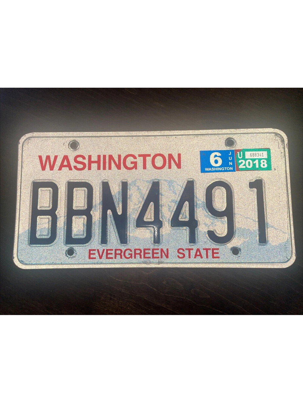 License Plate Washington USA American BBN 4491 Expired WI Graphic State Sign